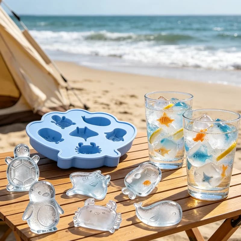 Stampo per Cubetti di Ghiaccio in Silicone a Forma di Animali Marini, Vassoio per Ghiaccio a Forma di Creature Marine Divertenti per Bevande da Festa, Stampo Flessibile Antiaderente per Ghiaccio, Facile da Rilasciare