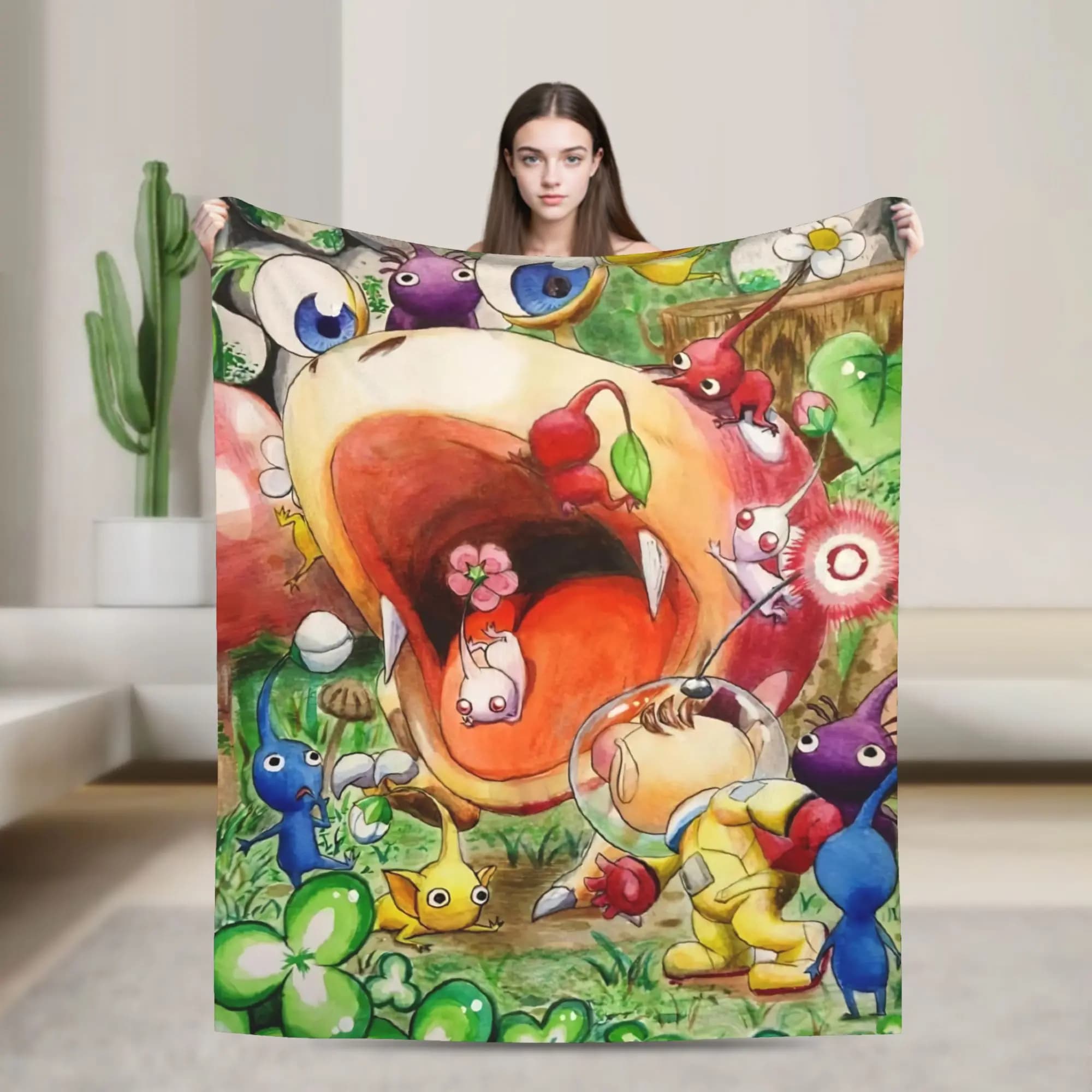 Pikmin Game Blanket Warm Novelty Plush Bedding Throws For Outdoor Decorative Flannel Bedspread Bed Cover