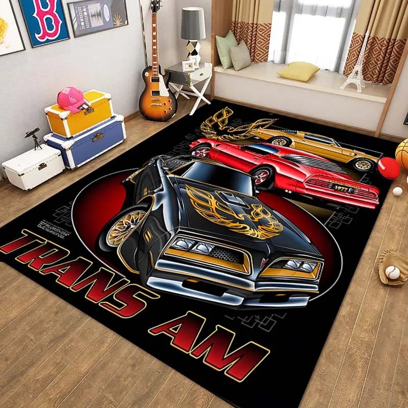Old School Muscle Car Pattern Cool Area carpet for living room anti-slip carpet camping Picnic Mat Yoga Mat Kid Bedroom Decor