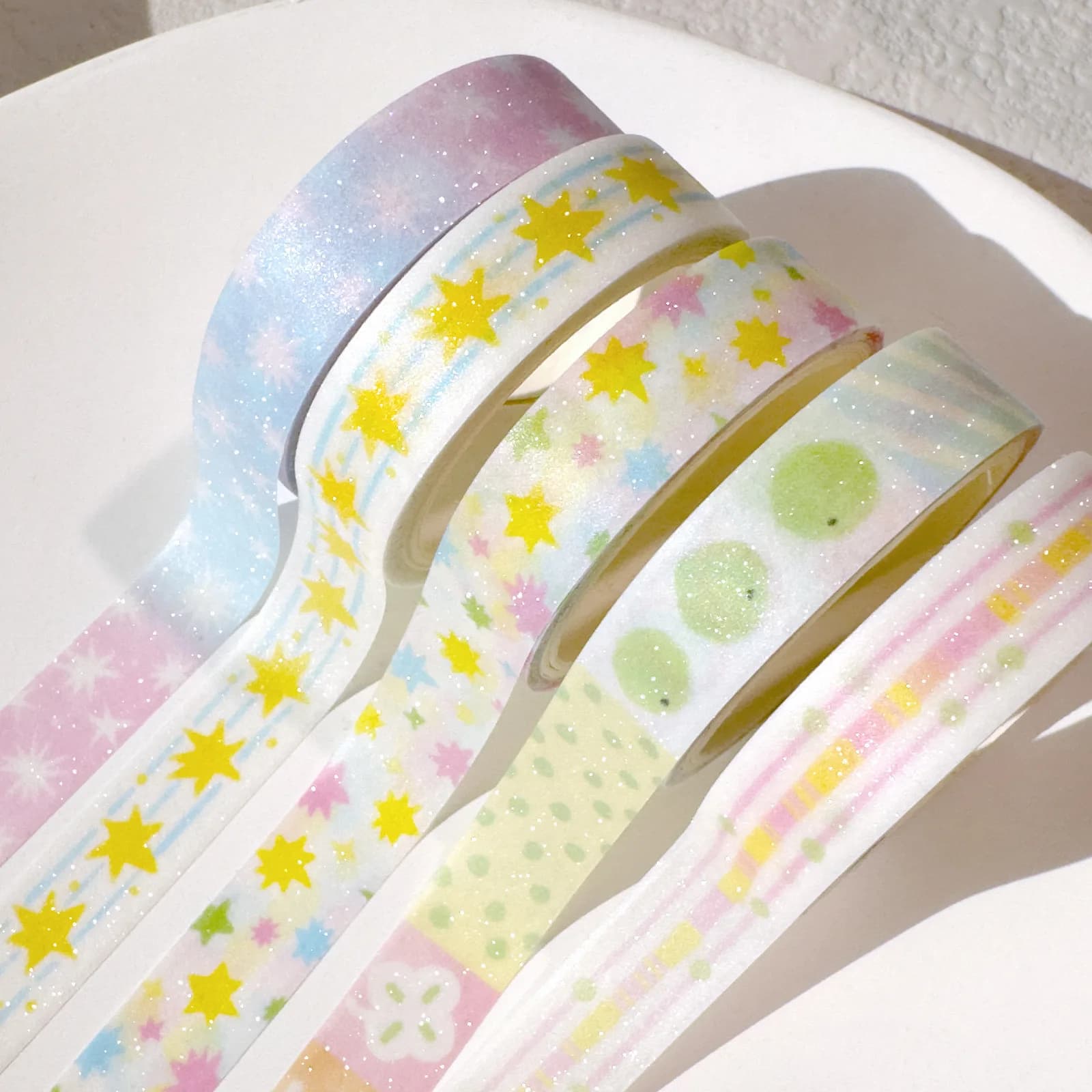 MINKYS Pack of 5 rolls of ribbons Sparkling washes Decorative packing tape Accessories for return to school