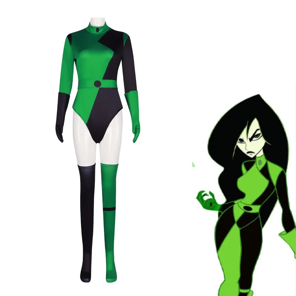 Spicy Girl Cosplay One-Piece Swimsuit Shego Halloween Roleplay Costume Chinese Production Ladies Fashionable Traditional Stag...