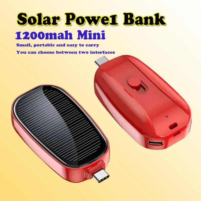 Mini Power Bank solare 1200mAh Portachiavi Caricatore portatile Batteria esterna da campeggio esterna Ricarica rapida per Xiaomi Mobile Power