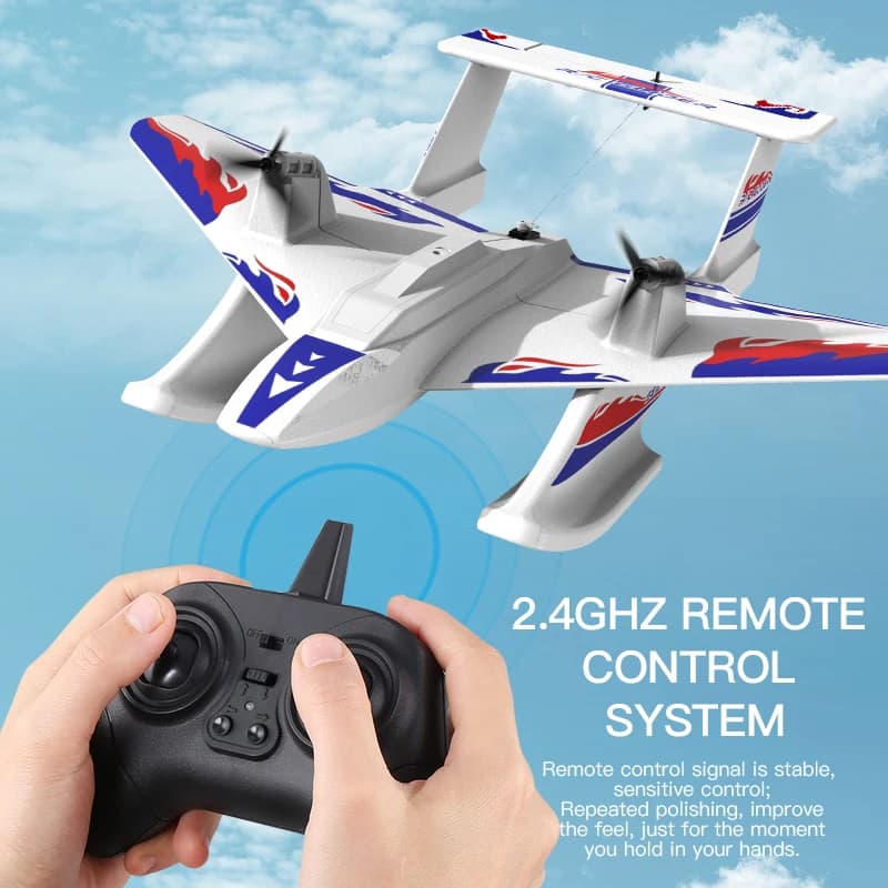 Aereo RC Anfibio KF701 Impermeabile 2.4G 3CH, Aliante RC per Mare e Aria in Schiuma EPP, Aeroplano Acquatico, Giocattolo Regalo