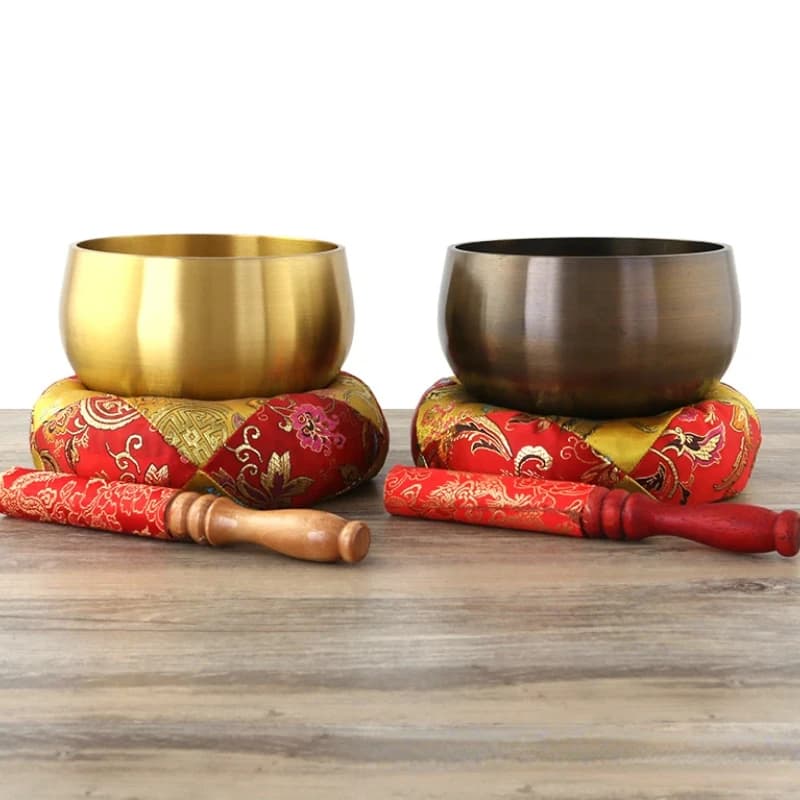 Brass Buddha Sound Bowl for Meditation Music Therapy Singing Tibetan Buddhist Supplies and Home Decor Ornament