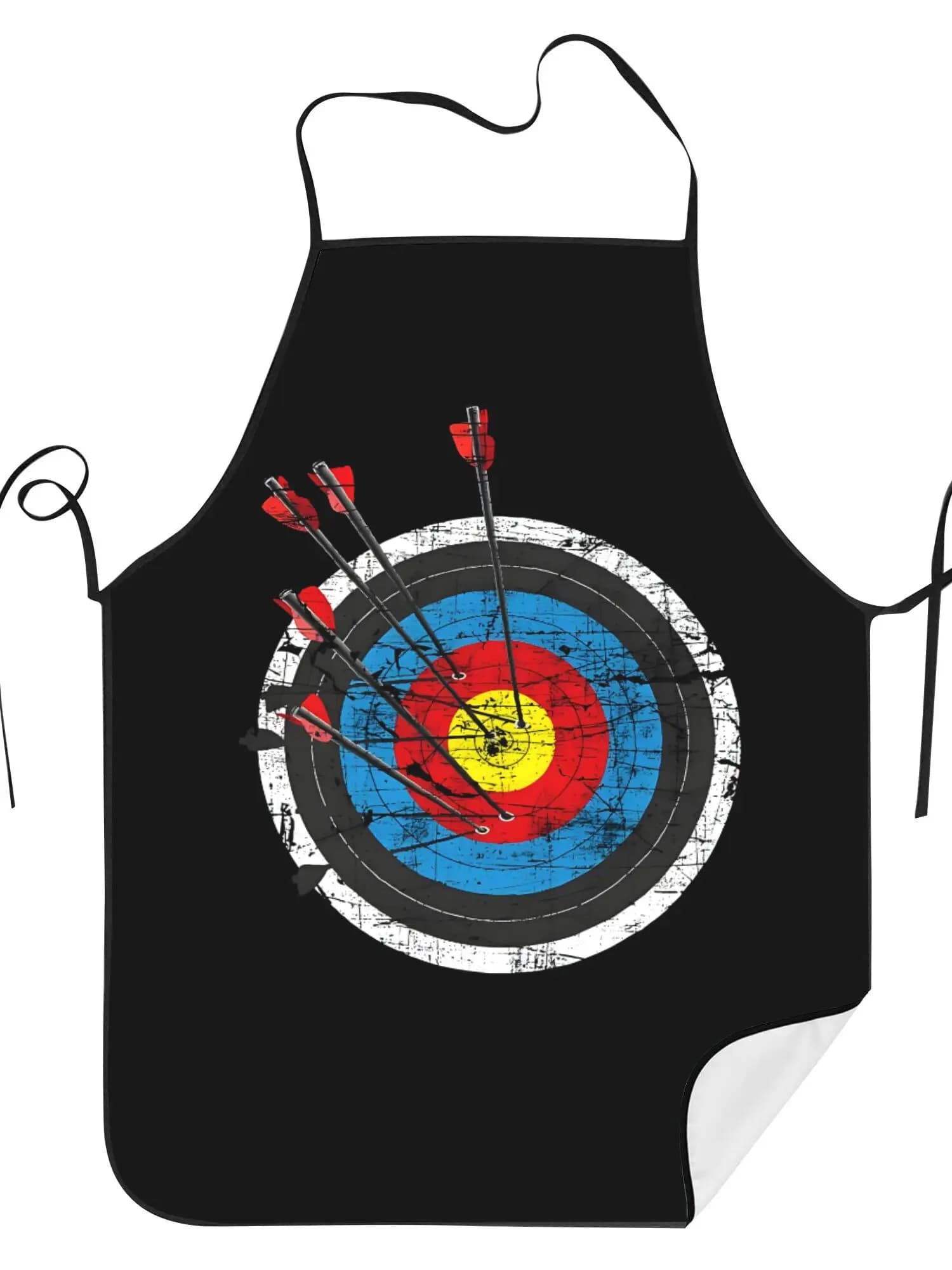 Archery Target Apron Arrow Bullseye Kitchen Cooking Baking Gift For Sports Fan Precision Chef Wear Graphic Design