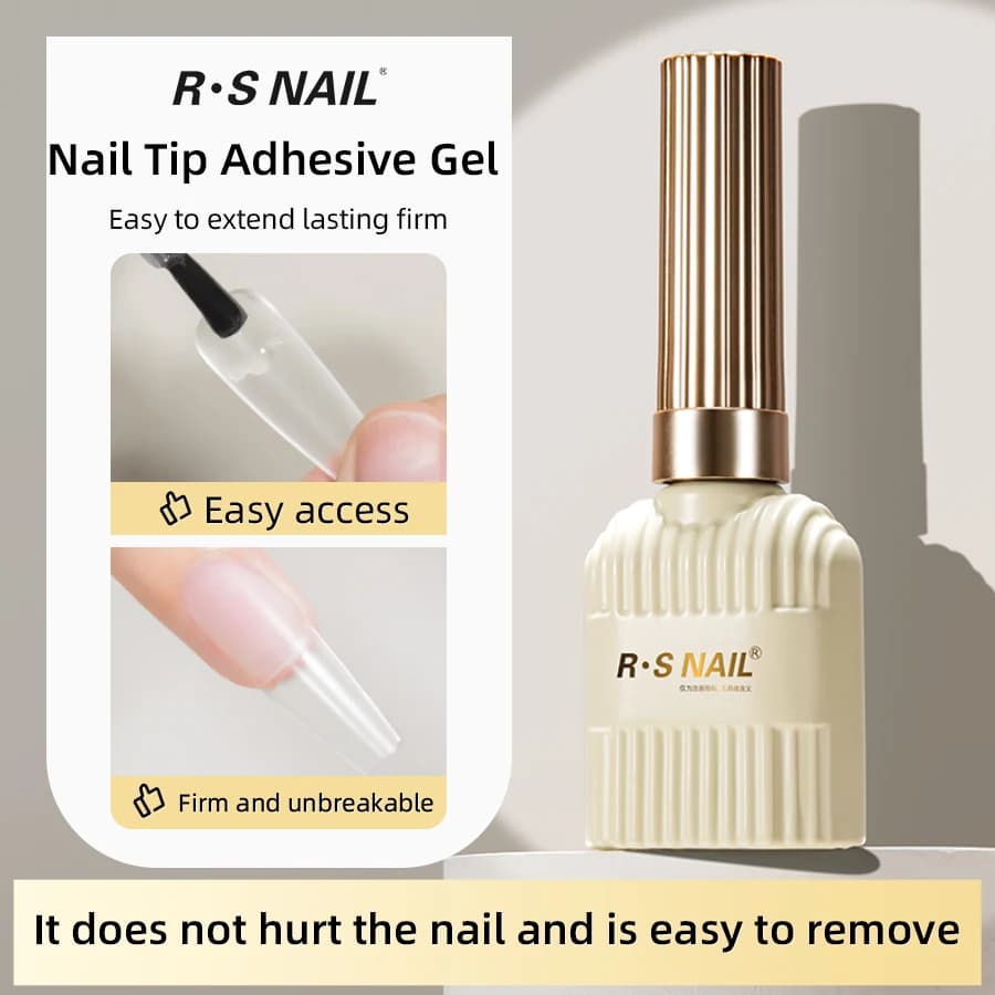 Colla per Unghie RS 10g, Adesivo UV Curabile per Unghie Finte, Tenuta Super Forte Senza Sollevamento per Extension