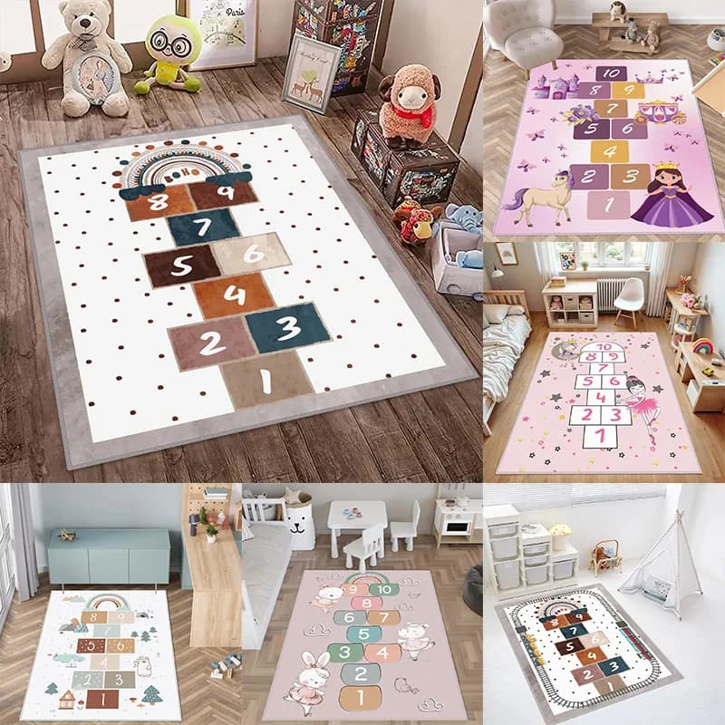 Children's Play Mat Cartoon Parent-Children's Play Mat Bedside Table Number for Kids Play Room Decoration
