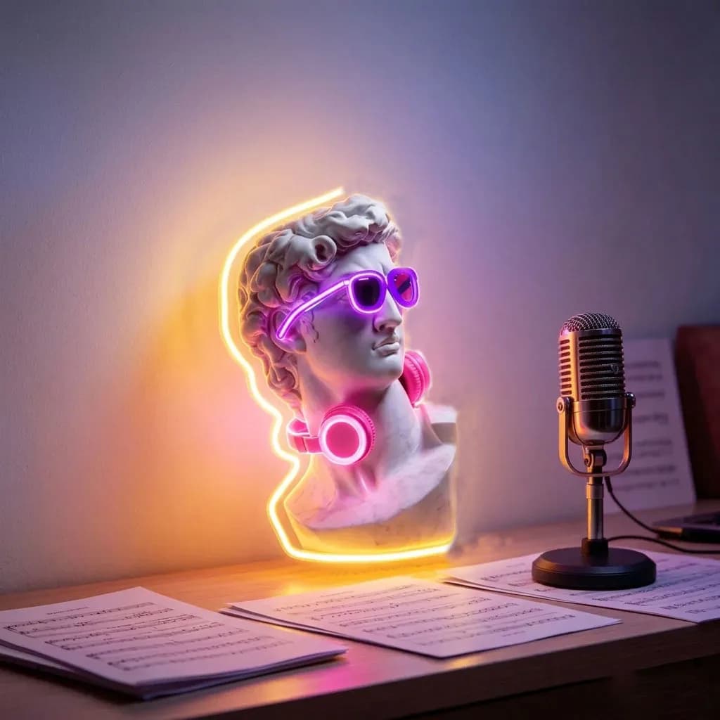 Insegna LED Neon Artistica David con Cuffie, Luce Neon USB Dimmerabile per Sala Giochi, Studio Musicale, Bar Retrò, Decorazione Murale Moderna