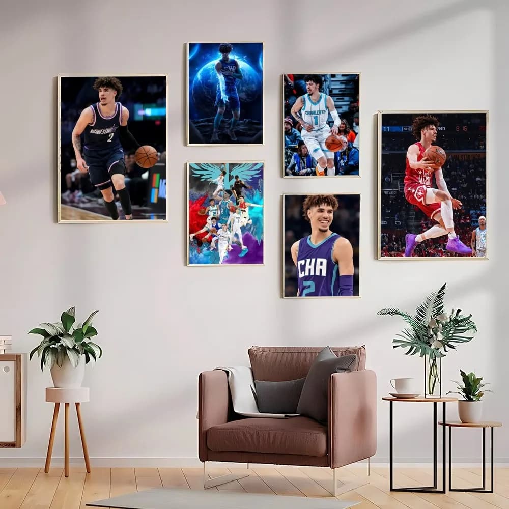 Basketball player L-LaMelo B-Ball Poster Colorful Posters Waterproof Paper Sticker Coffee House Bar Home Decor