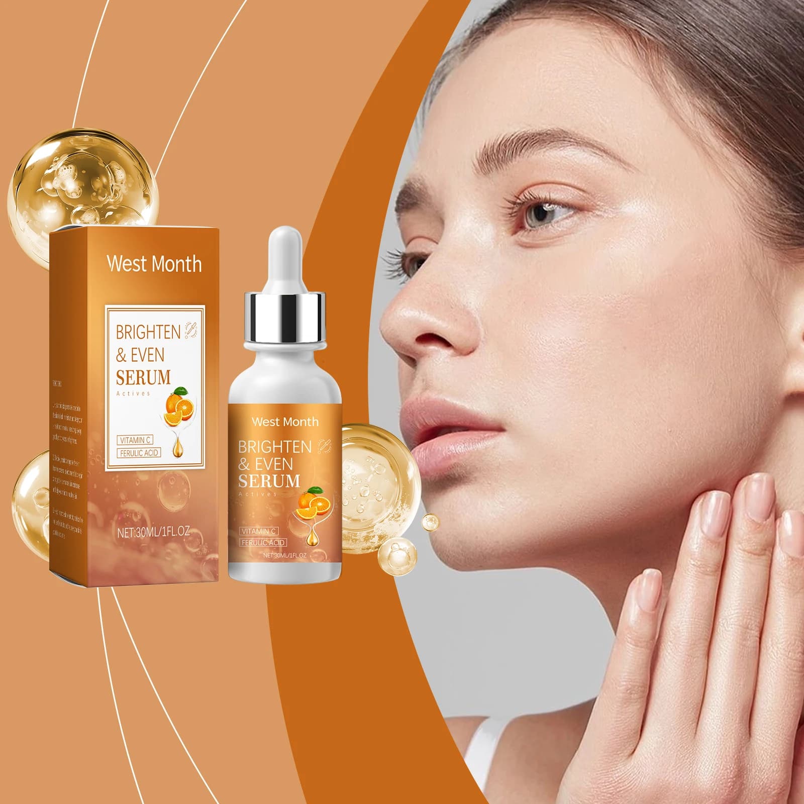 Western month vitamin C lightening serum Reduces melanin Light also skin tone Deeply hydrates beauty makeup for facial skin care