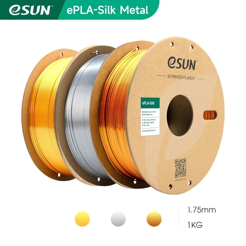 eSUN Silk Filament 3D Printer Filament PLA in metal silk from 1.75 mm 1 kg coil (2.2 pounds) 3D printing materials for 3D printers