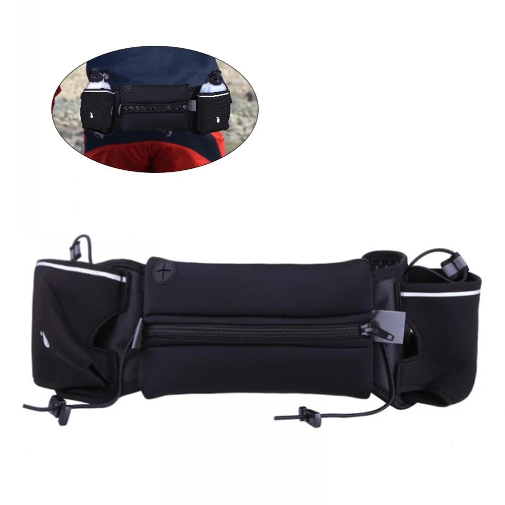 Running Waist Bag Waterproof Jogging Belt Waist Phone Holder 4-6 inch mobile pocket for keys Credit card ID Black