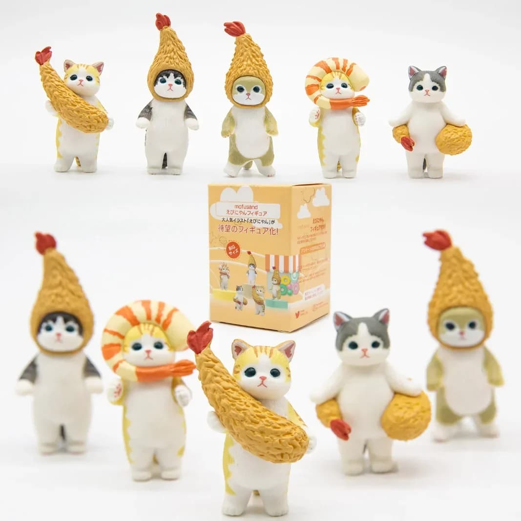 Mofusand Cat Pretend Fried Shrimp Chips Clothes Cute Kitten Figure Toy Collection Blind Box Table Decoration Kids Christmas Gift