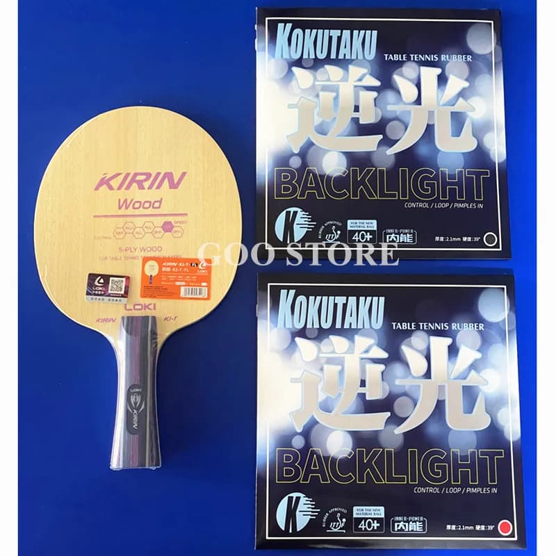 LOKI KIRIN K1-T Lama da ping pong con 2x KOKUTAKU BACKLIGHT Gomma originale LOKI Racchetta da ping pong assemblata per principianti