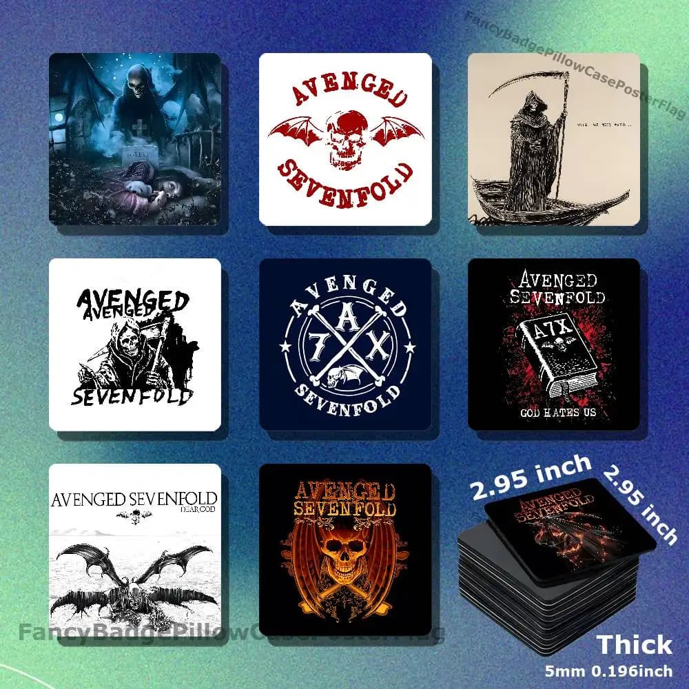 A-Avenged Sevenfold A7X Acrylic Refrigerator Magnets Square Tiles with Magnetic Sheets for Home Decoration
