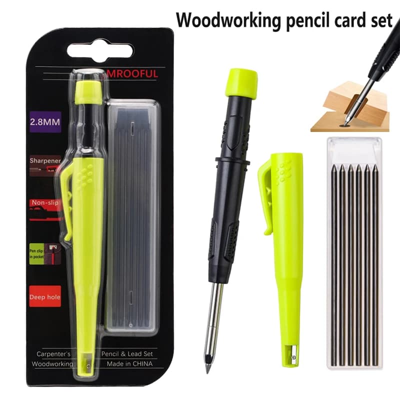 Set of carpentry pencils, for marking and drawing of deep holes, with reliable and durable 2,8 mm, for carpenters and engineers