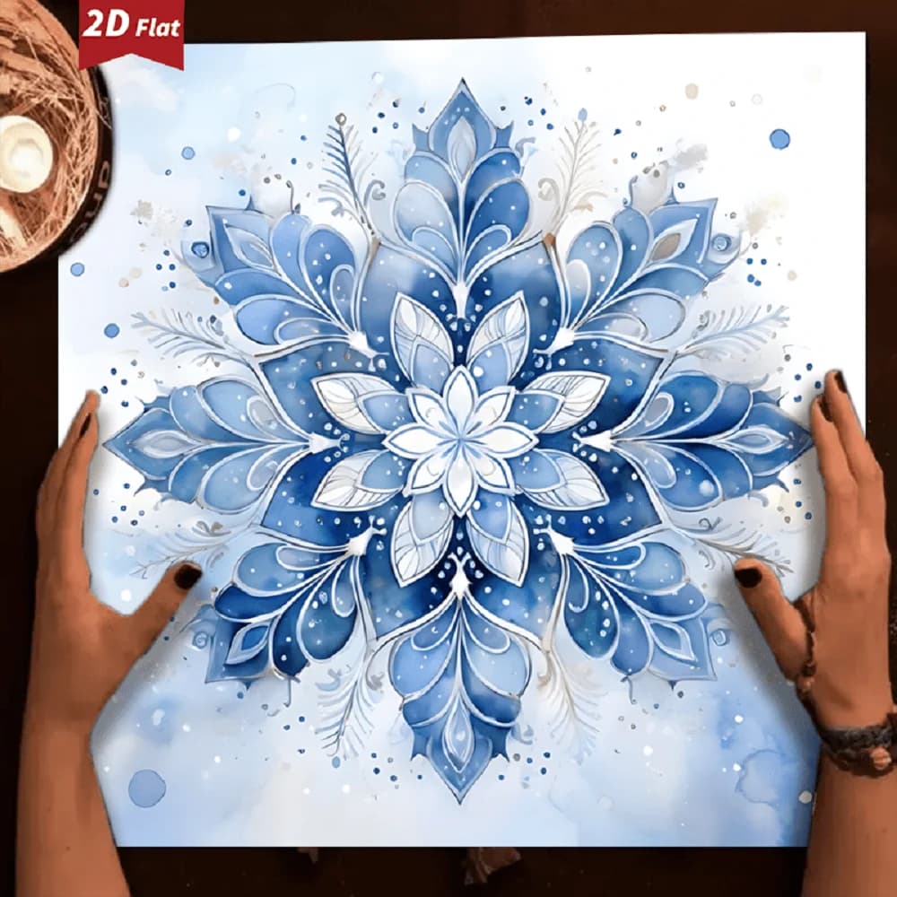 Elegante Tappetino per Lettura Tarocchi con Motivo Floreale Mandala, Blu Sereno, Espressione Artistica, Base Antiscivolo in Gomma