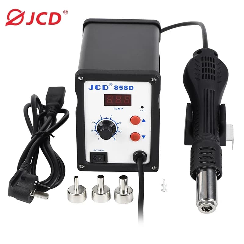 JCD Pistola Ad Aria Calda 858D 2 in 1 Stazione di Saldatura 700W 110V 220V BGA Rilavorazione SMD SMT Strumenti di Riparazione di Saldatura Pistola di Calore LCD Saldatura Digitale