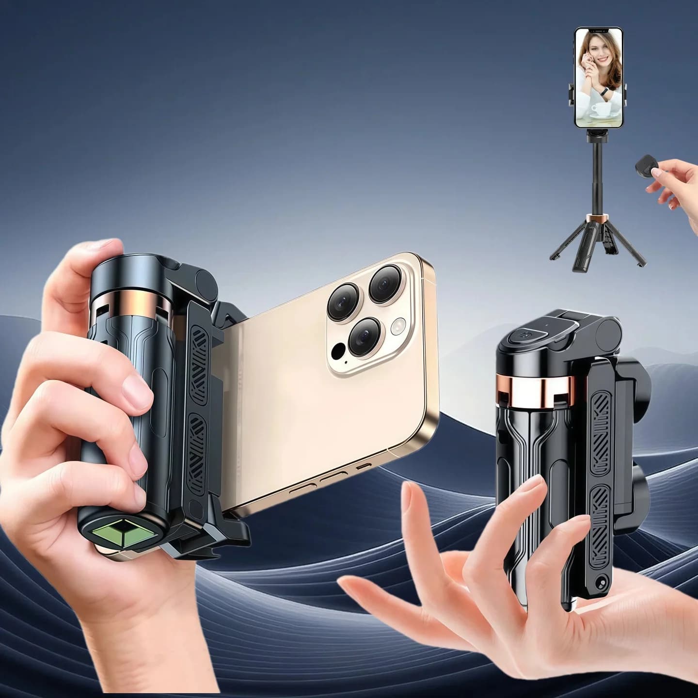 Mini selfie stick universal Support for mobile phone Help for shooting Versatile integrated design Bluetooth remote control for live transmission