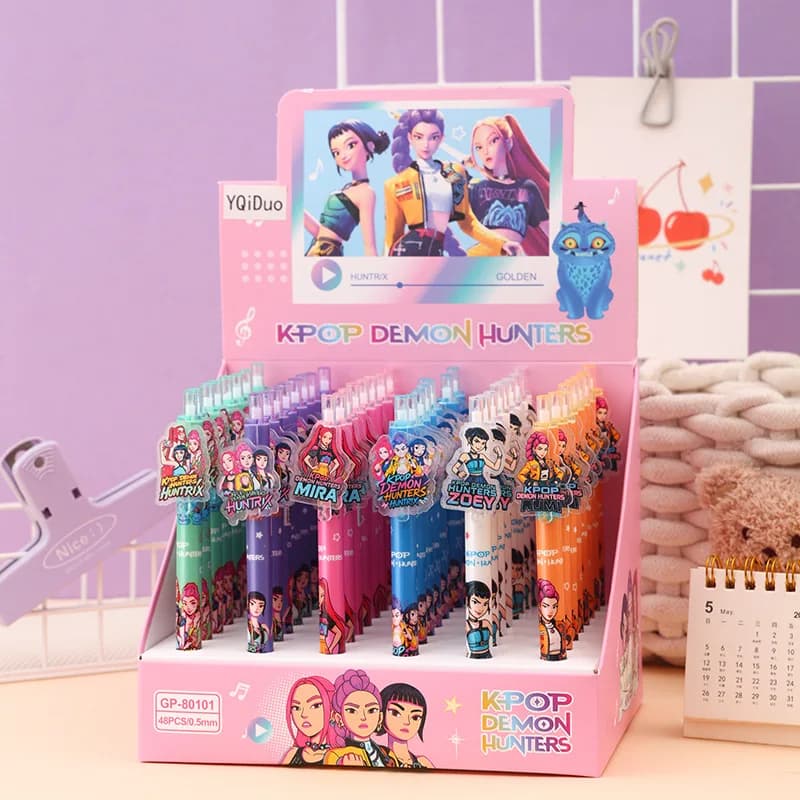 Nuova Penna Gel Acrilica KPOP Girl Group 0.5mm Nera con Punta ST, Penna a Pressione per Studenti, Cancelleria Scolastica