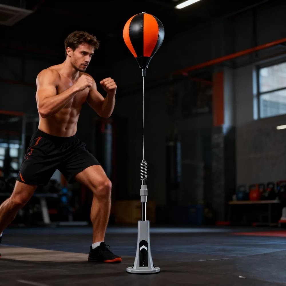 Adjustable boxing bag in height with Robust frame, Strong suction cup, Indoor Training bag for adults and children, Home gym