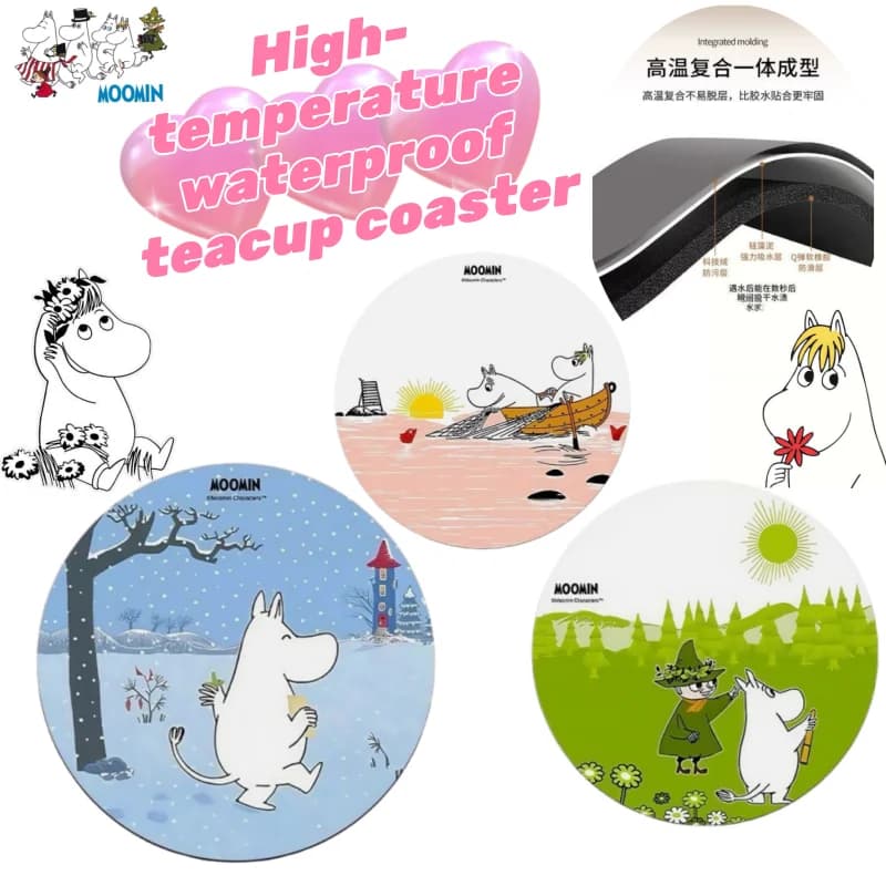 Cartoon Moomin Anime Merchandise, Cute Creative Round Mouse Pad Small Size, Portable Keyboard Mat for Girls, Universal Coaster