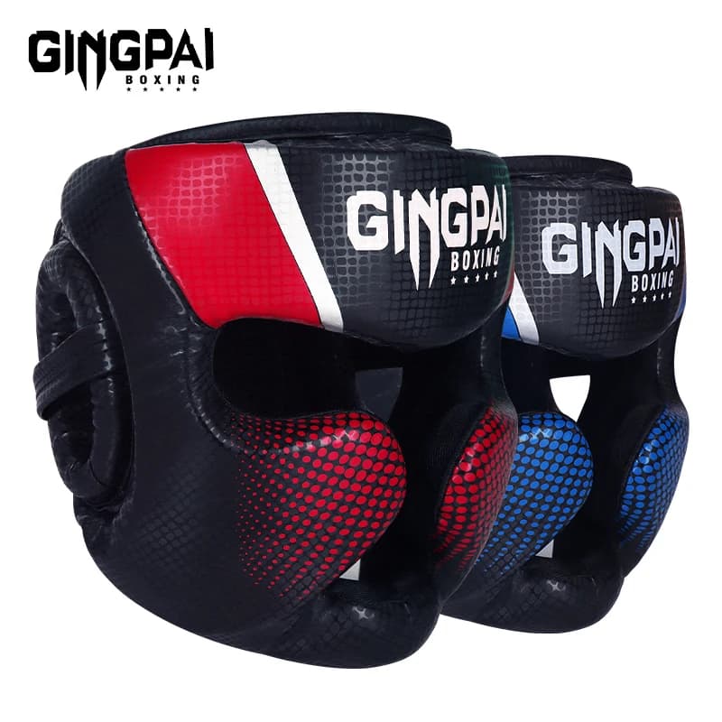 Men's Box Cover Muay Thai MMA KickBoxing Safety Head Protection Sparring Closed Type Head Equipment with Full Cover