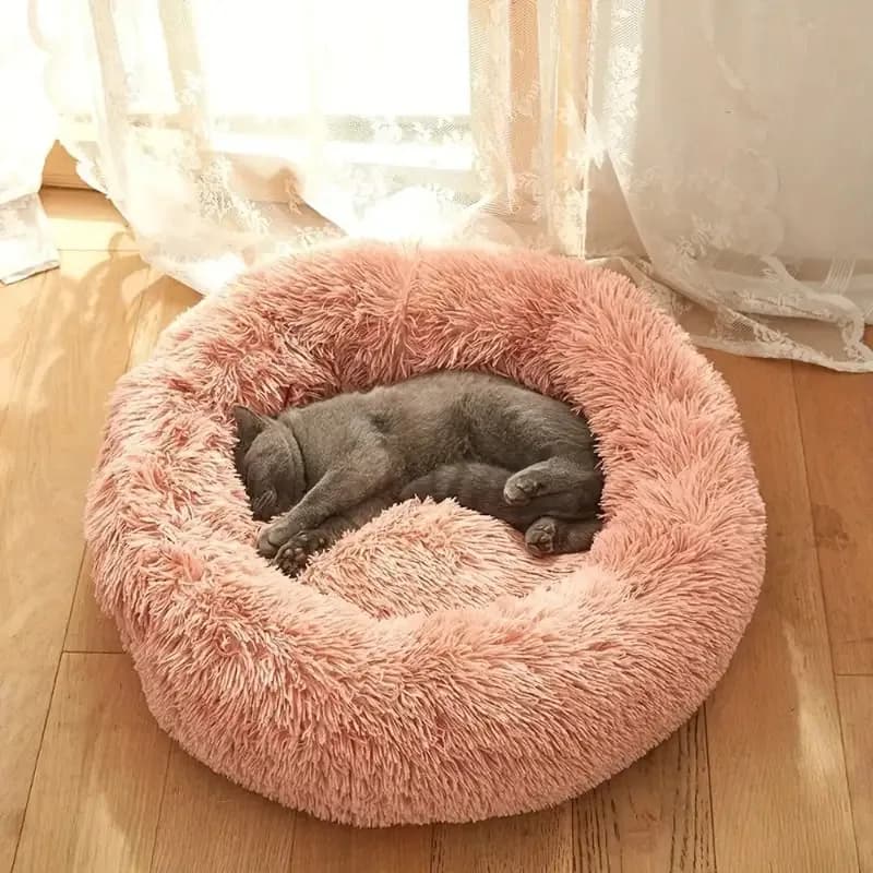 Letto per animali domestici in morbido pile corallo caldo invernale da 1 pezzo - Comodo materasso rotondo lavabile per cani e gatti, biancheria da letto rilassante per animali domestici di piccola/media