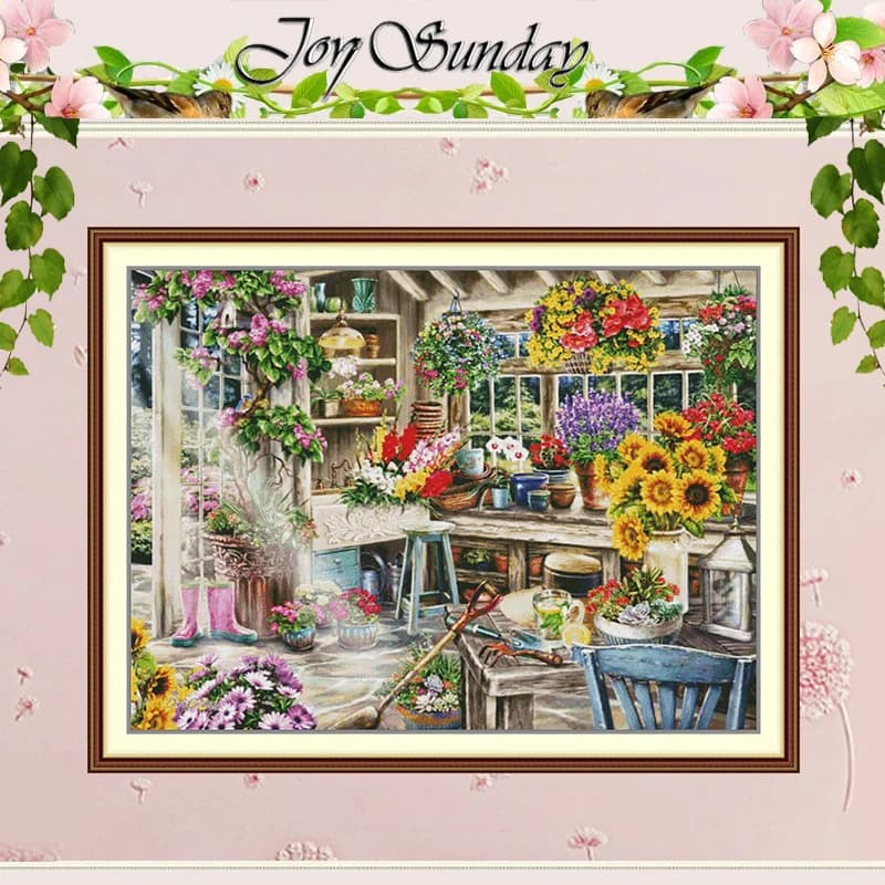 Greenhouse Patterns Counted Cross Stitch Set DIY 11CT 14CT 16CT HD Stamped DMC Cross-stitch Kit Embroidery Needlework Crafts