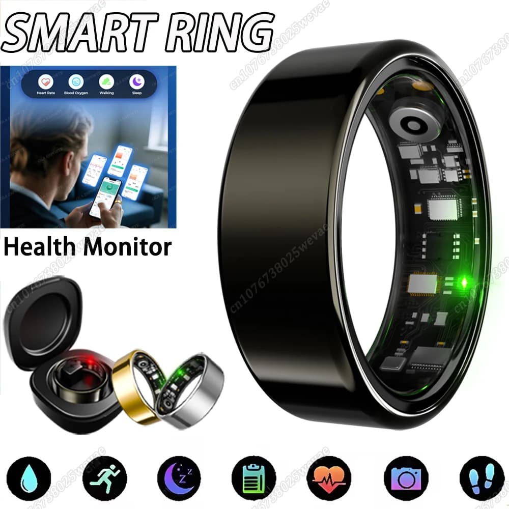 New Smart Ring 2025 Bluetooth call Heart rate Monitor blood pressure smartring 5ATM Sports Ring Waterproof for Health Man Woman Gift