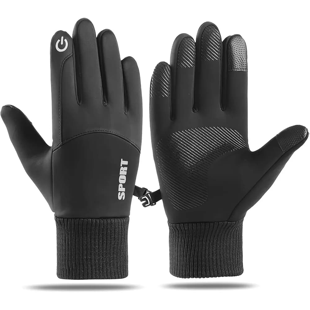 Guanti in pile touch screen invernali caldi impermeabili per sport all'aperto, ciclismo, corsa, moto, sci