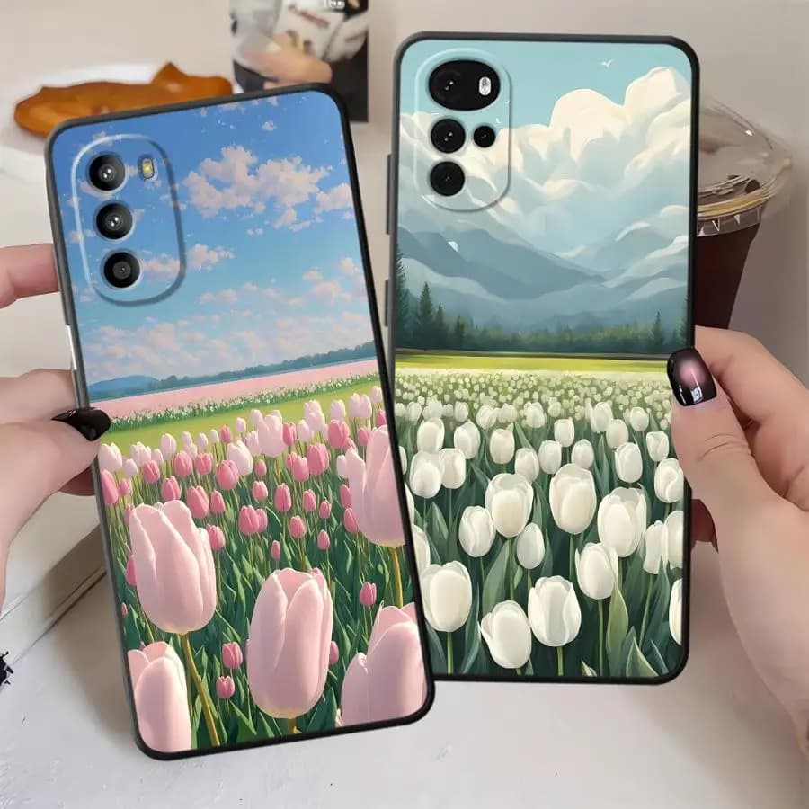 Custodia per Motorola Moto G71 Edge 20 Pro 30 Lite G51 G73 G60s G22 Edge40 G52 G50 G32 G53 G30 Sea Of Tulips
