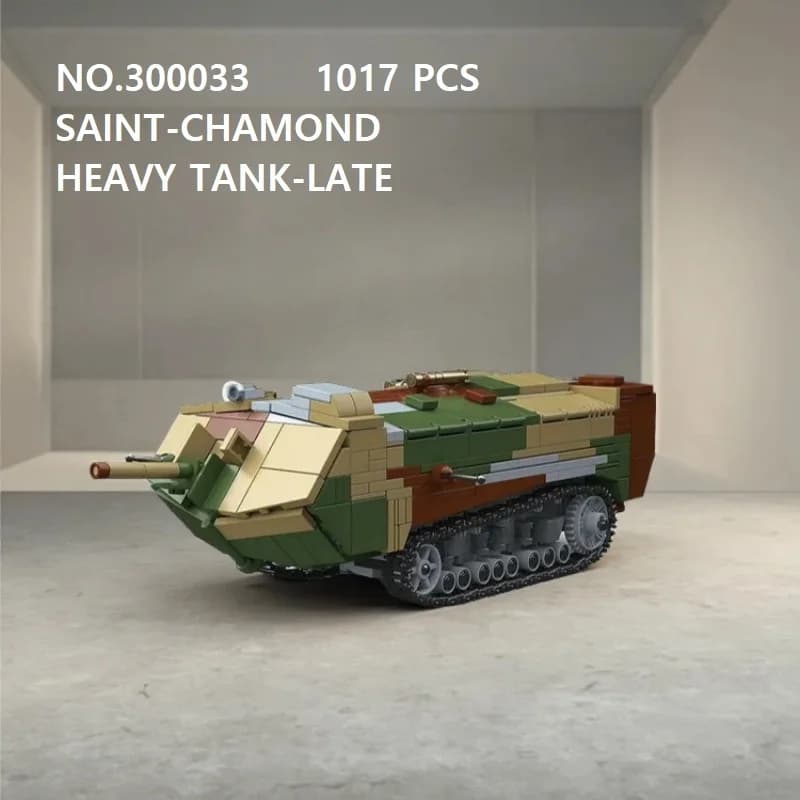 1017 Pezzi Blocchi da Costruzione Carro Armato Pesante Saint-Chamond, Modello 300033, Mattoncini Educativi per Bambini