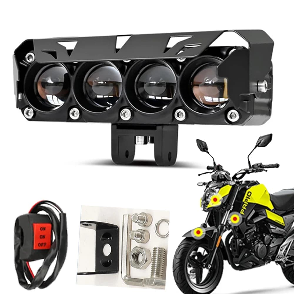 faretto moto lampada a led proiettore a 4 lenti faro per Harley ATV camion SUV auto luce da lavoro moto fendinebbia a LED moto