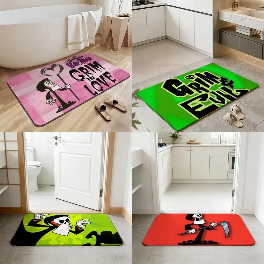 T-The G-Grim A-Adventures of B-Billy Mandy Tappetino da bagno in terra diatomacea antiscivolo ad asciugatura rapida, tappetino assorbente