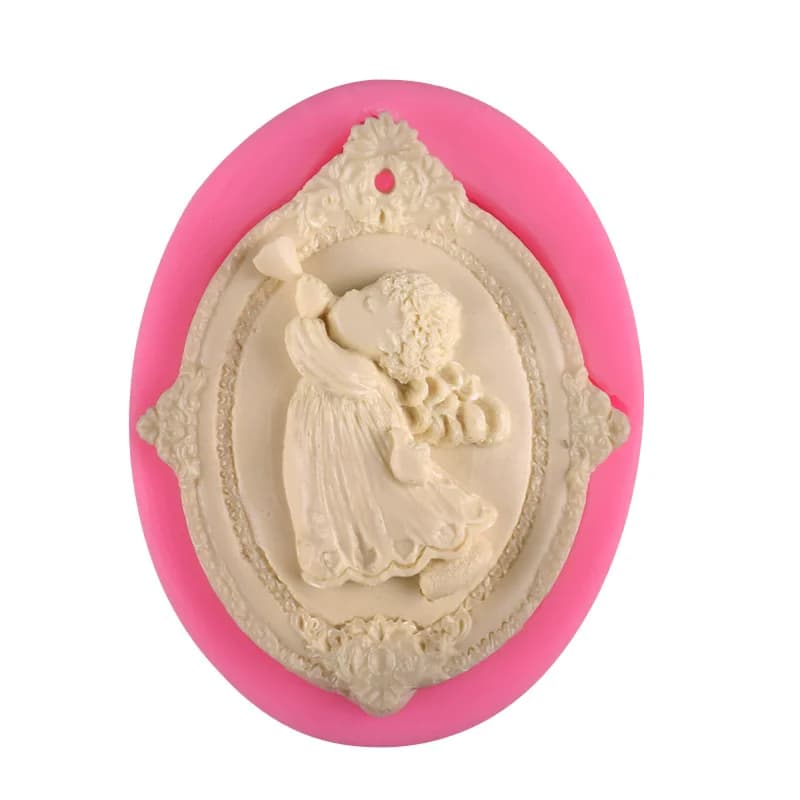 Mold Pink Silicone 3D Angel Mold Gypsum Soap Resin Making Cake Chocolate Candle Mold DIY Making Tool Multi-functional Mould Oval