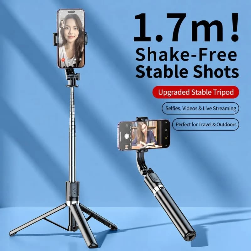 Supporto per Telefono Bluetooth con Treppiede e Asta Selfie, Gadget Intelligente per Scatti, Supporto da Terra Stabile per Trasmissioni Live