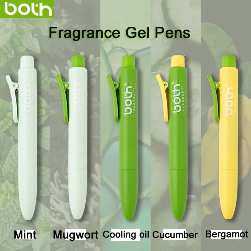 BOTH Mini penna gel con profumo grasso, design paffuto carino retrattile tascabile, scrittura fluida con punta per penna CS per diario di studio in ufficio