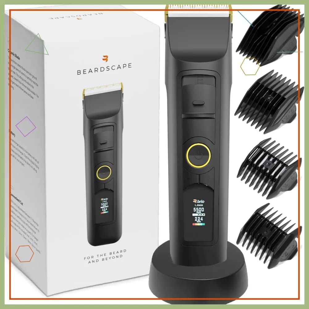Regolabarba professionale da uomo, regolacapelli senza fili con lama in ceramica, batteria da 4 ore, nero