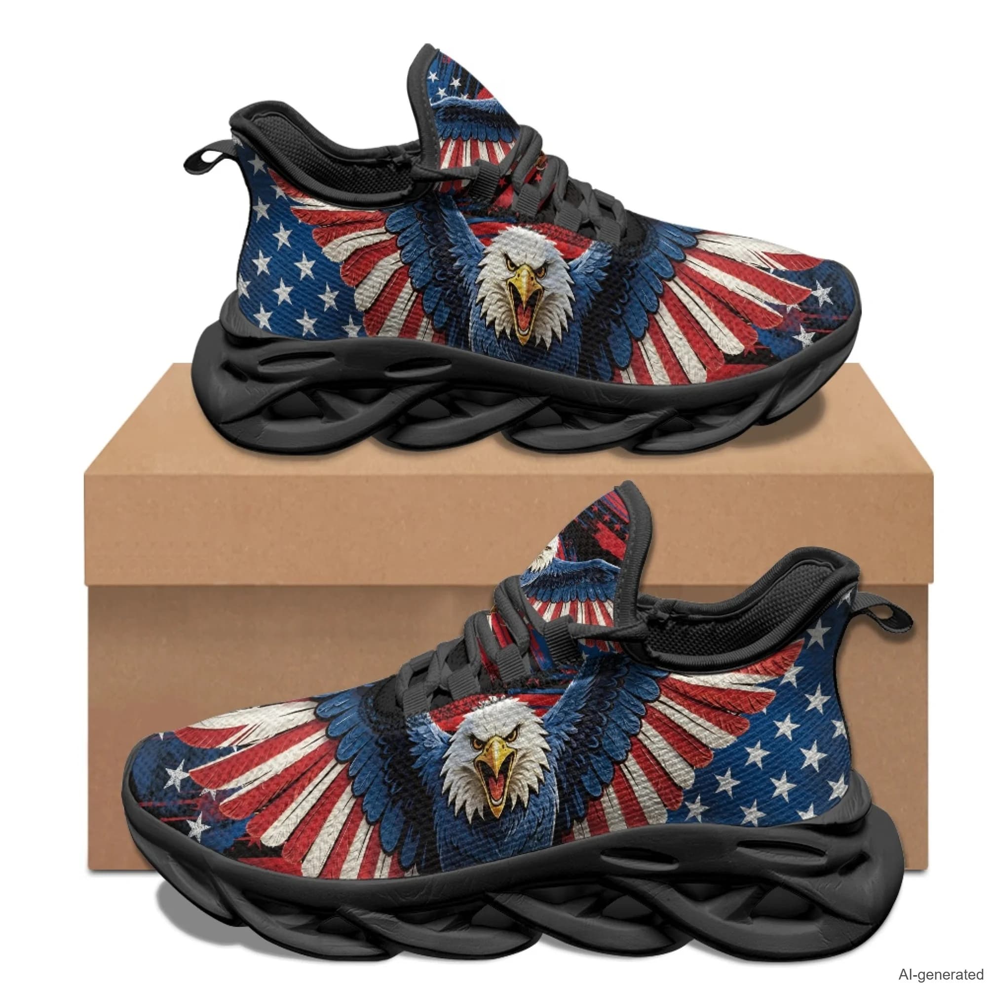 XIXIRIMIDO Max Soul Shoes American Flag Eagle Print Running Shoes for Men Casual Fashion Women Snakers Walking Shoes