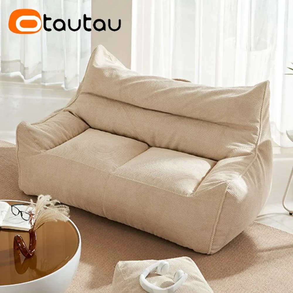 OTAUTAU Soft Waffle 1-2 places Bean Bag Dressing set for sofa without padding Satin armchair Lazy sofa bed Cot Stool Ottoman SF182