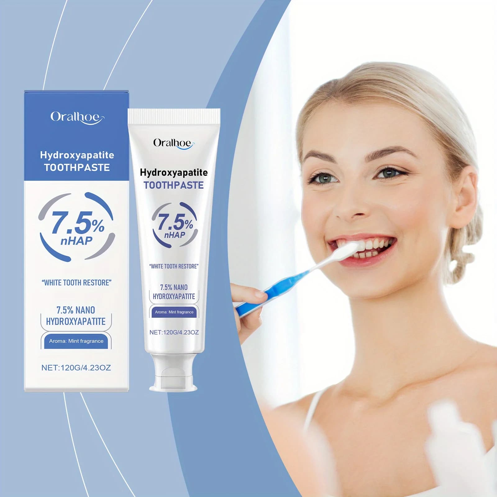 120g Hydroxyapatite Dentifricio To the Mint for Alite Refreshing Tooth Whitening Of the Tooth Removal Plate Repair of the Magives and Preventing Dental Calculation