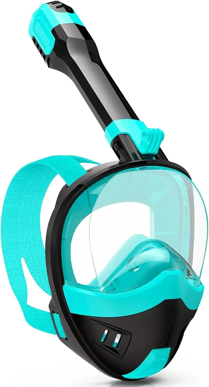 Integrated Underwater Mask with Dry Top Breathing System, Removable Camera Support and 180 Degree Overview for Adults