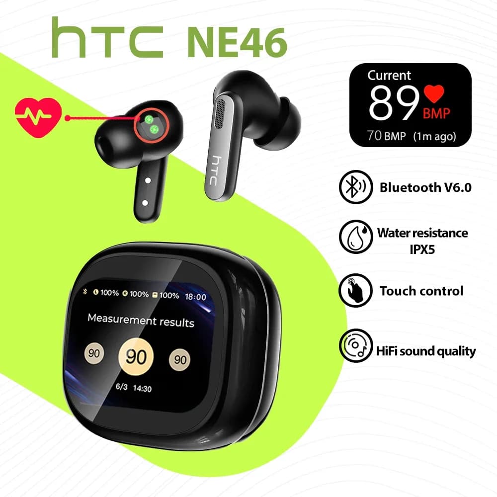 HTC NE46 Heart Rate Monitor Wireless Headphones AI Translator Bluetooth 10 hours long battery life Bluetooth earphones