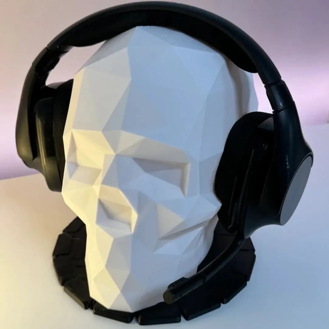 Creative Skull Shaped Headphone Stand 3D Printing Geometry Hanging Rack Accessories Storage Rack Desktop Decoration
