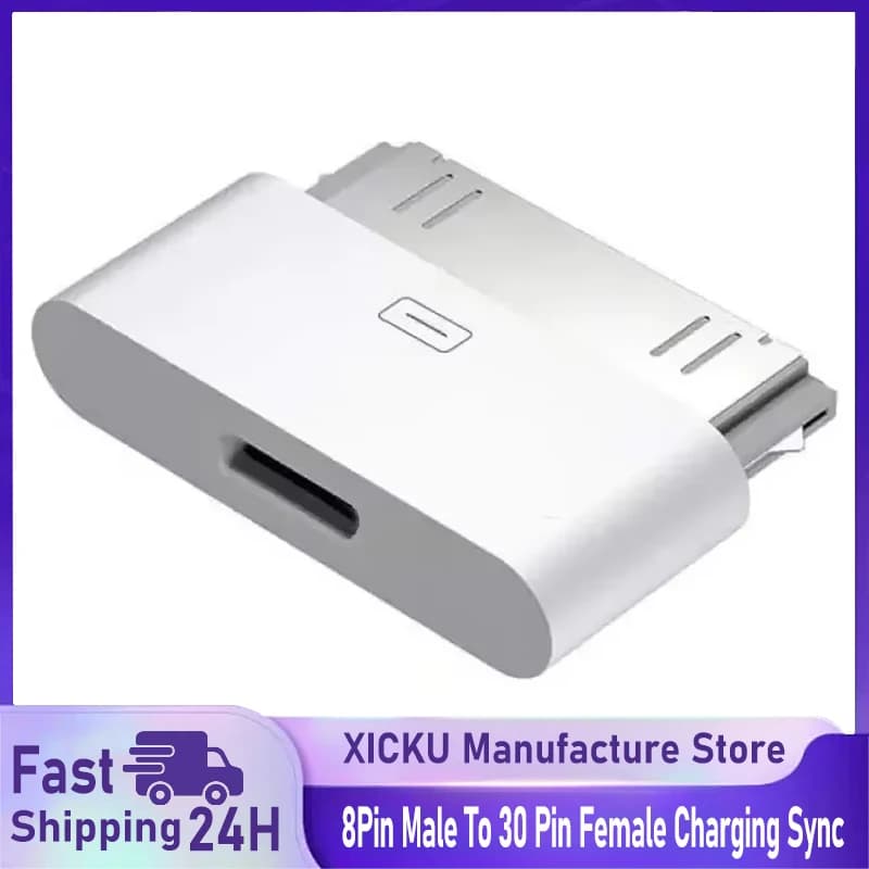 Adattatore da illuminazione a 30 pin Convertitore di sincronizzazione di ricarica da 8 pin maschio a 30 pin femmina per iPhone 4 4S IPad 2 3 Cavo caricabatterie touch per iPod