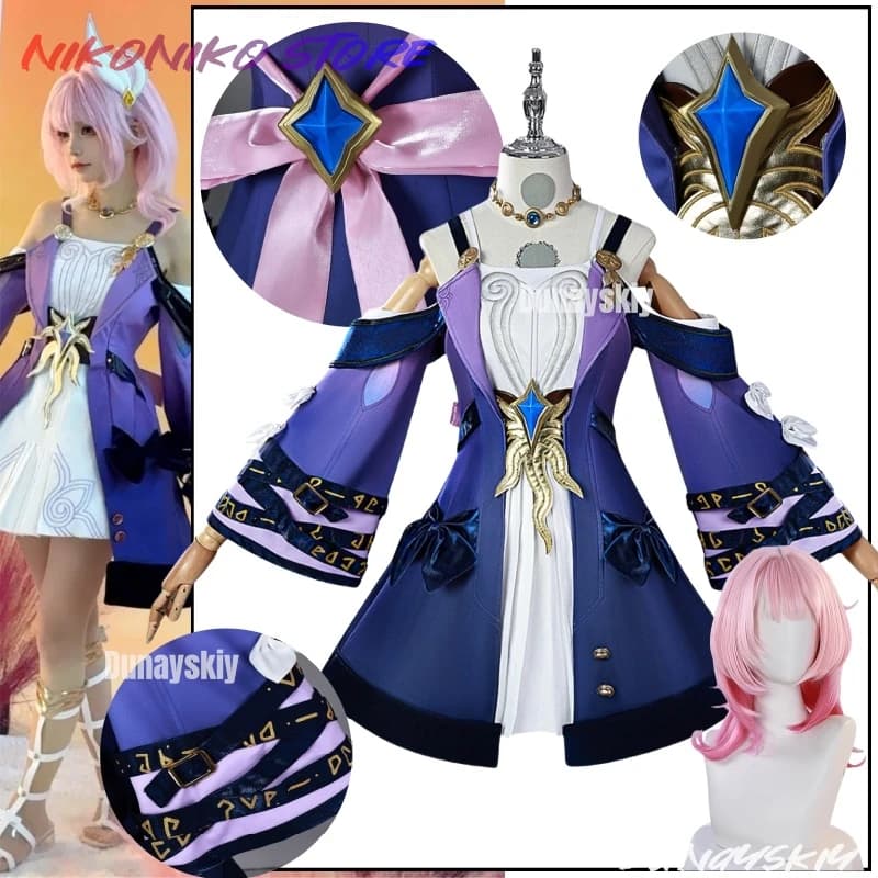 Cyrene Costume Cosplay Parrucca rosa Abito per capelli Uniforme Forcina Amphore Festa di Halloween per donne Ragazze Gioco Honkai Star Rail