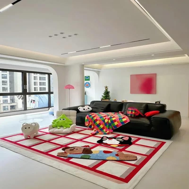 Nordic Red Festival Stampa Tappeto Soggiorno Tappetino Camera da letto Tappeti Bagno antiscivolo Assorbente Decorazioni per la casa Tappeto morbido e soffice