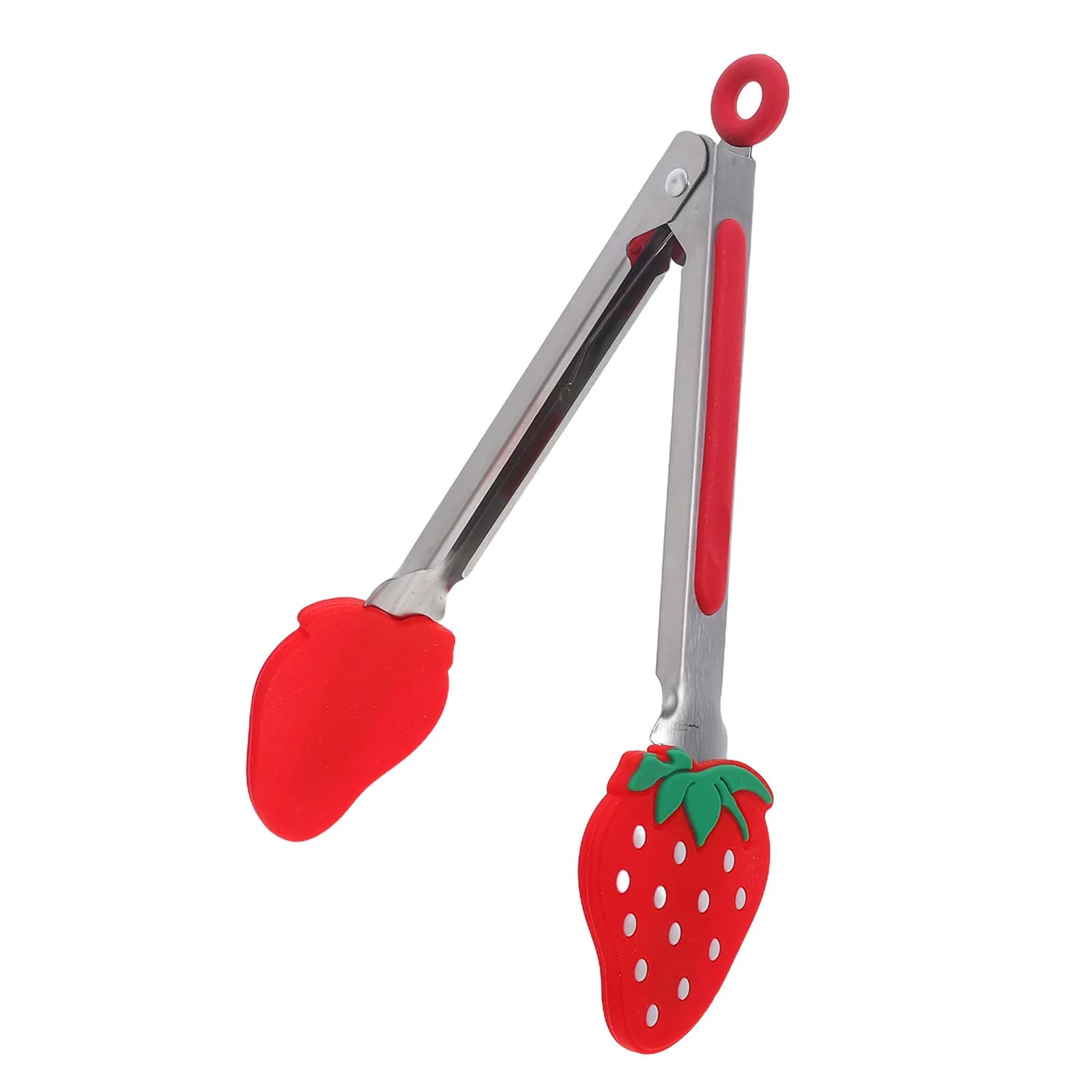 Pinze da Cucina in Acciaio Inossidabile con Punta in Silicone a Forma di Fragola, Anti-graffio, Bloccabili, per Friggitrice ad Aria, Barbecue e Cottura, Resistenti al Calore