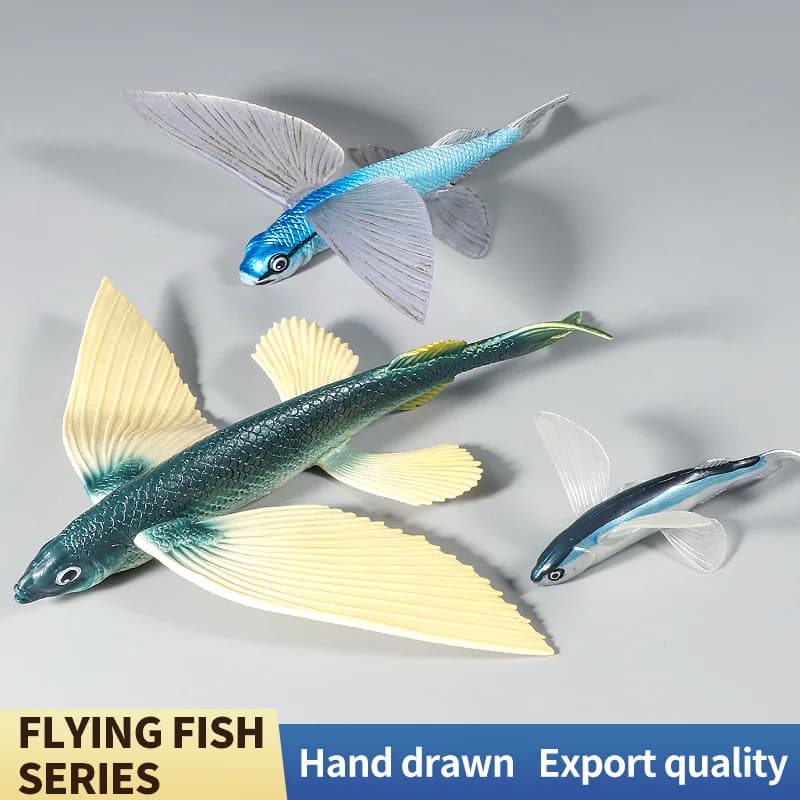 Ocean Marine Animal Mondo subacqueo Pesci volanti Set Action Figures - Giocattolo educativo Sea Life per bambini Modello in PVC